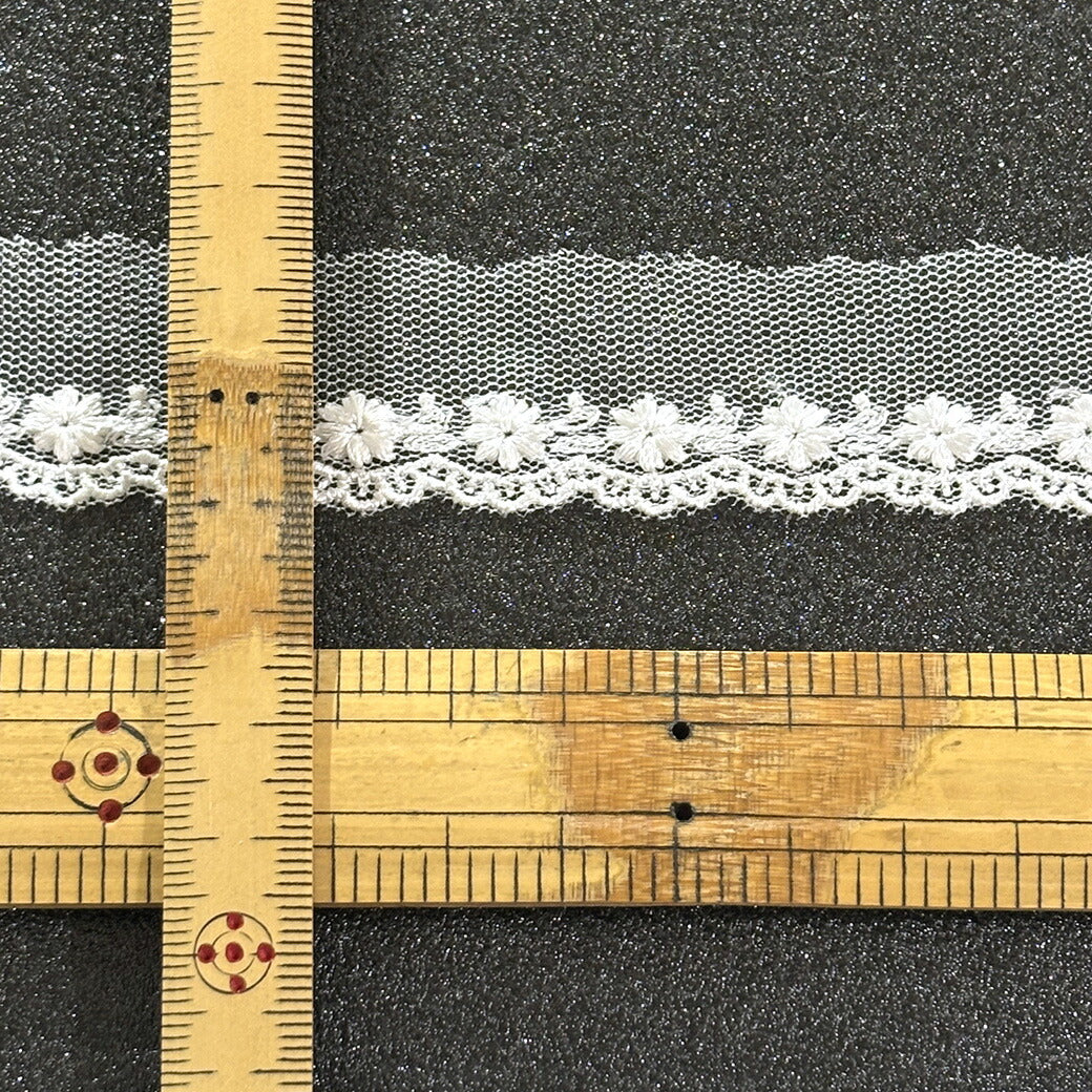 リボン【 チュールレース E 白 】レースリボン 刺繍リボン 花柄 刺繍 レース刺繍 刺繍テープ ハンドメイド資材 可愛い 手芸用テープ リボンテープ 洋裁 ハンドメイド 手芸用 パーツ 布雑貨 副材 手芸副材 フリル カント