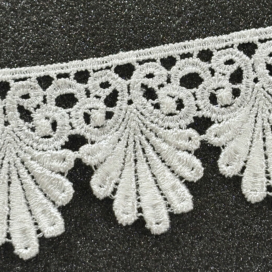 リボン【 モチーフレース L 白 】レースリボン 刺繍リボン 植物 刺繍 レース刺繍 刺繍テープ ハンドメイド資材 可愛い 手芸用テープ リボンテープ 洋裁 ハンドメイド 手芸用 パーツ 布雑貨 副材 手芸副材 フリル カント