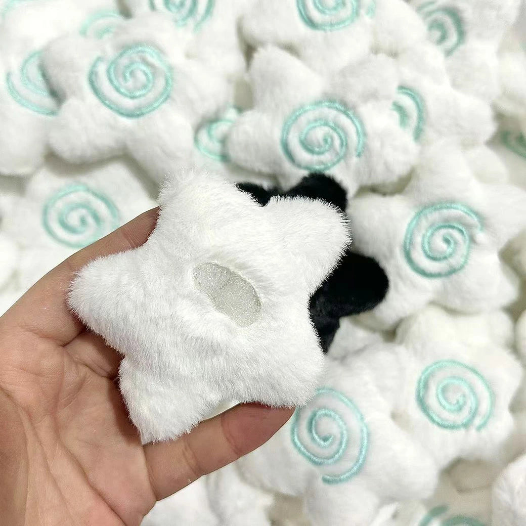 【 デコパーツ ふわふわ 星なると 白×水色 】 デコ パーツ なると ナルト巻き 星形
