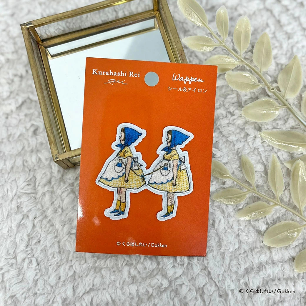 ワッペン【 くらはしれいワッペン 頭巾の双子 KRW-06 】 くらはしれい Kurahashi Rei アイロンワッペン シールワッペン 刺繍ワッペン 刺しゅうワッペン 両用