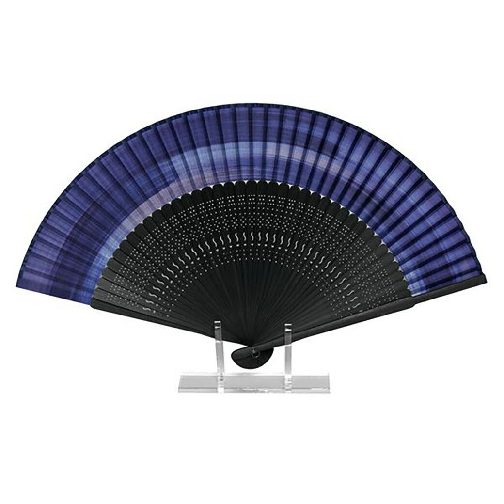 【 扇子 瑠璃 70型40間 AW286 】 短地布扇子 瑠璃色 短地扇子 むら染め風 末広がり レディース用 女性用 男性用 紳士用 男女兼用 ケース付き 伝統和柄 フォーマル ビジネス用 和装小物 和服 浴衣 着物 日本