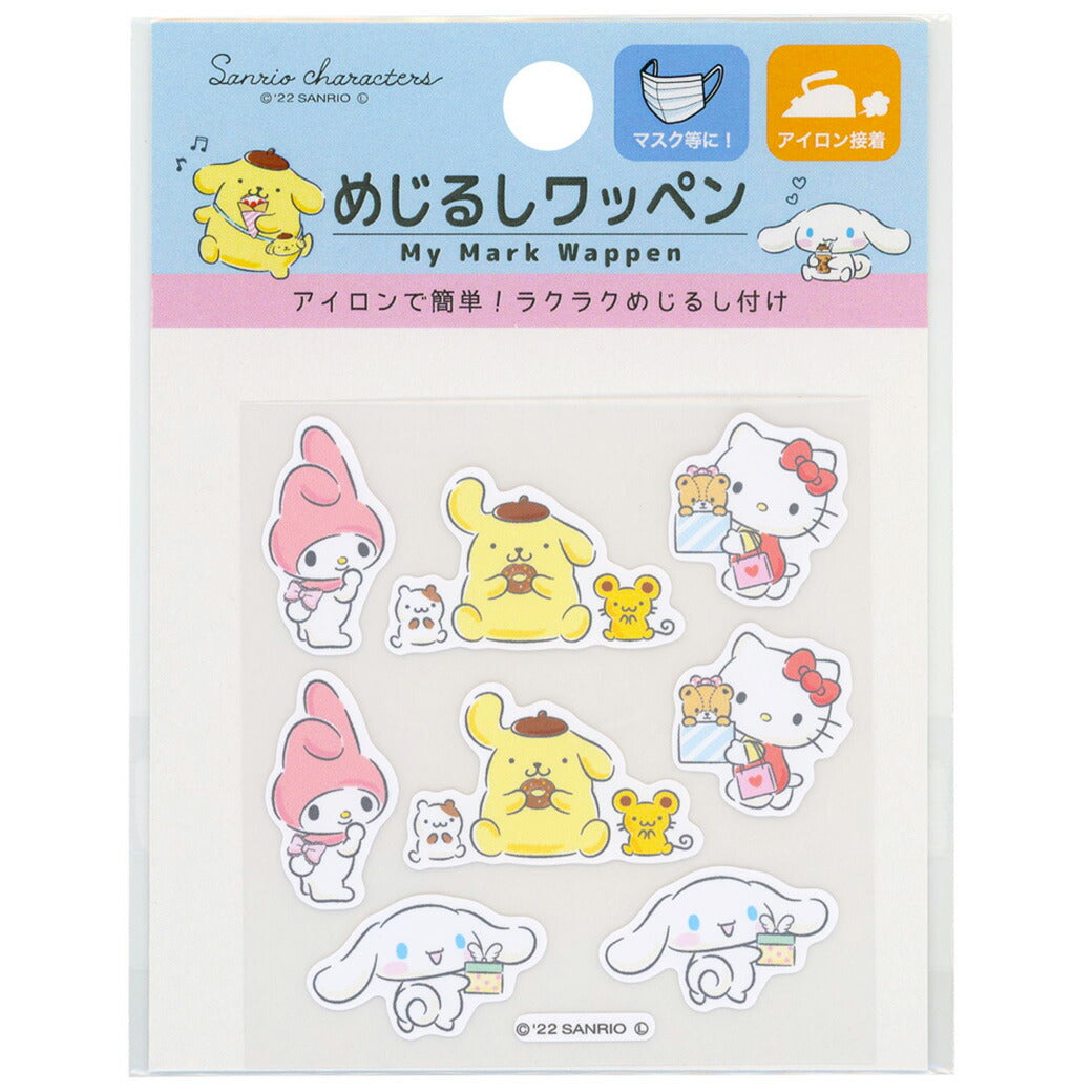 ワッペン【 ミササ めじるしワッペン サンリオキャラクターズ 1163 】アイロンワッペン 接着 サンリオ マイメロディ— ポムポムプリン キティ シナモロール シナモン kitty 手作り 入園 入学 アップリケ マスク ワ