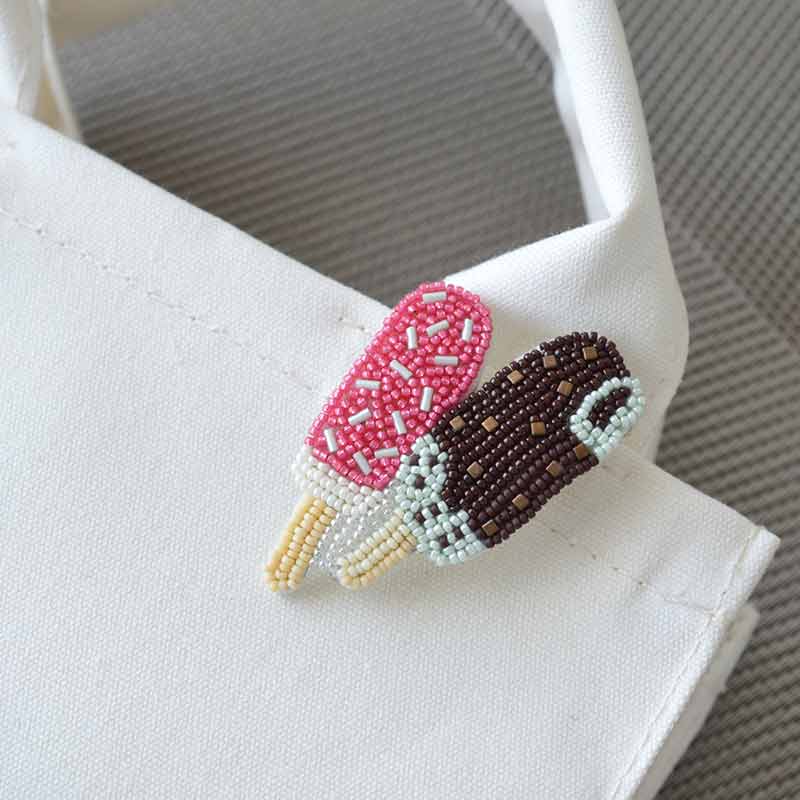 【 MIYUKI はらぺこブローチ アイスキャンディー icepop 】 刺しゅうキット ブローチ ビーズ刺繍 刺しゅう ビーズキット