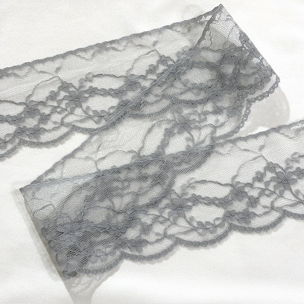 リボン【 レース 2375 グレー 】レースリボン 刺繍リボン 刺繍 レース刺繍 刺繍テープ ハンドメイド資材 可愛い 手芸用テープ リボンテープ 洋裁 ハンドメイド 手芸用 パーツ 布雑貨 副材 手芸副材 フリル カントリー Textile World TOA