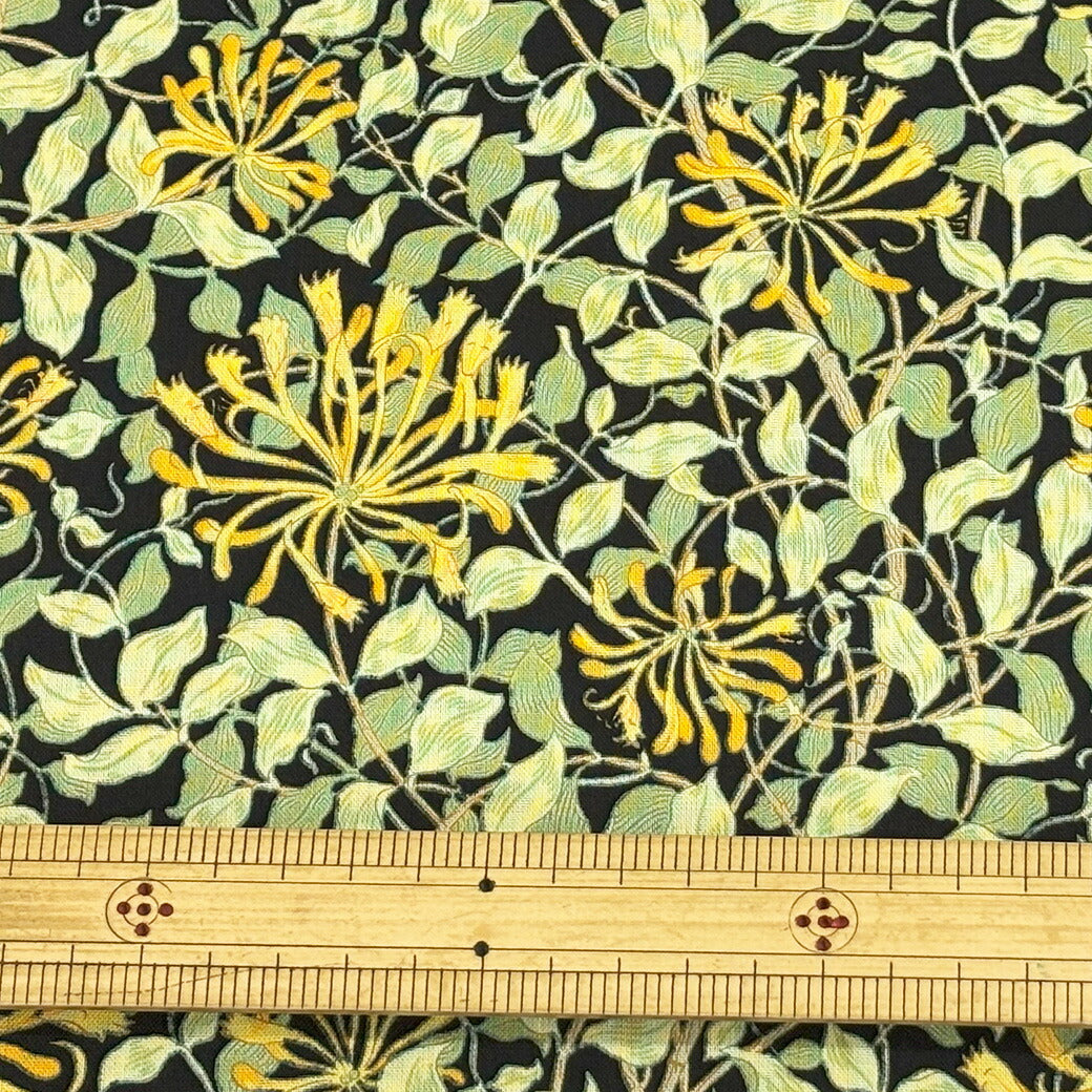 生地 【 V&A Fabric Collection ハニーサックル 黒 】 シーチング 110cm巾 コットン 綿100% 薄手