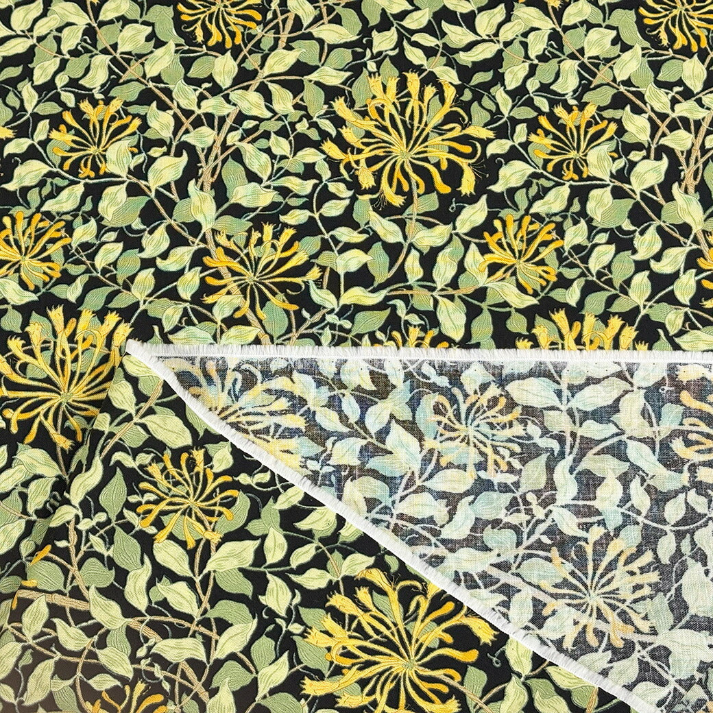 生地 【 V&A Fabric Collection ハニーサックル 黒 】 シーチング 110cm巾 コットン 綿100% 薄手