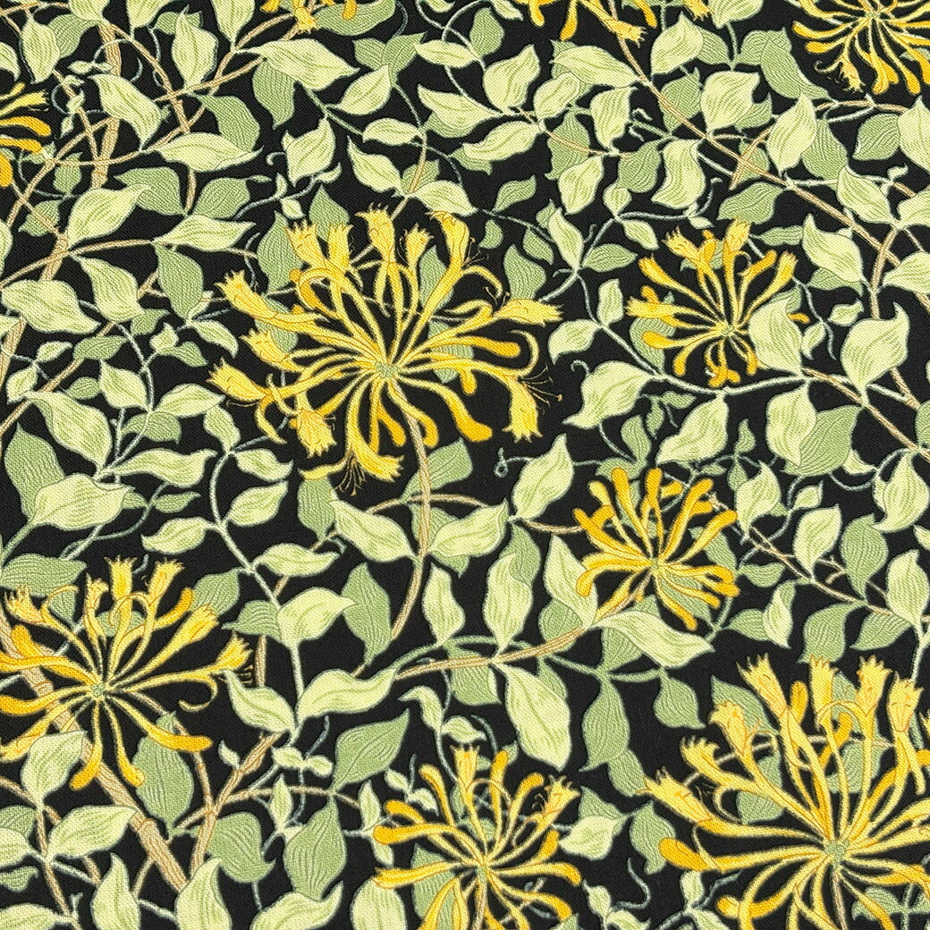 生地 【 V&A Fabric Collection ハニーサックル 黒 】 シーチング 110cm巾 コットン 綿100% 薄手
