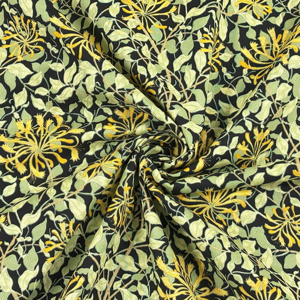 生地 【 V&A Fabric Collection ハニーサックル 黒 】 シーチング 110cm巾 コットン 綿100% 薄手