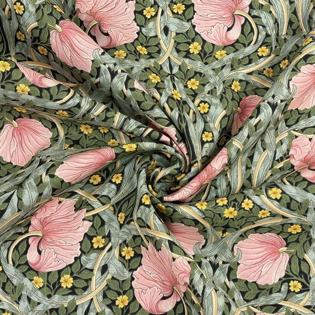 生地 【 V&A Fabric Collection ピンパネル 黒 】 シーチング 110cm巾 コットン 綿100%