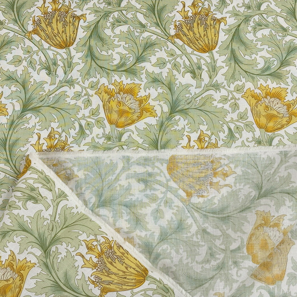生地 【 V&A Fabric Collection アネモネ クリームオレンジ 】 シーチング 110cm巾 コットン 綿100% 薄手