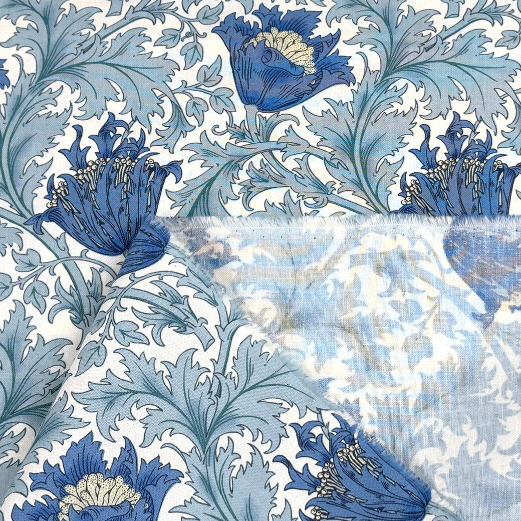 生地 【 V&A Fabric Collection アネモネ クリームネイビー 】 シーチング 110cm巾 コットン 綿100% 薄手