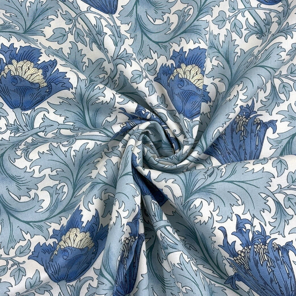 生地 【 V&A Fabric Collection アネモネ クリームネイビー 】 シーチング 110cm巾 コットン 綿100% 薄手