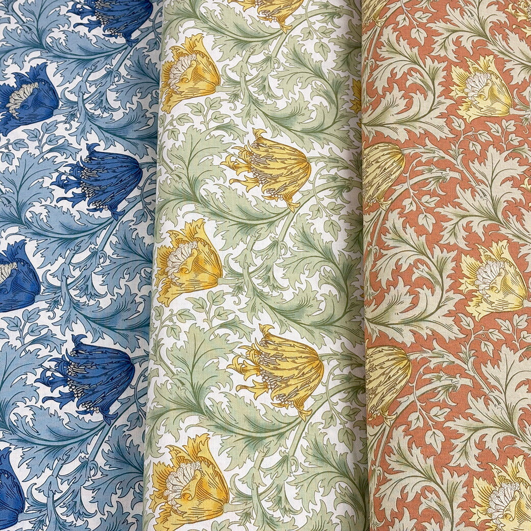 生地 【 V&A Fabric Collection アネモネ クリームネイビー 】 シーチング 110cm巾 コットン 綿100% 薄手