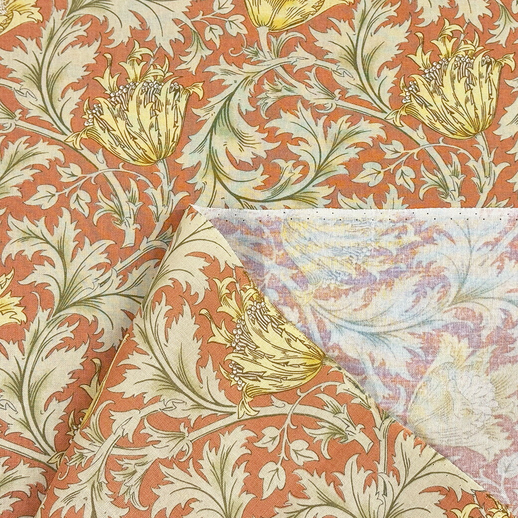 生地 【 V&A Fabric Collection アネモネ アプリコット 】 シーチング 110cm巾 コットン 綿100%