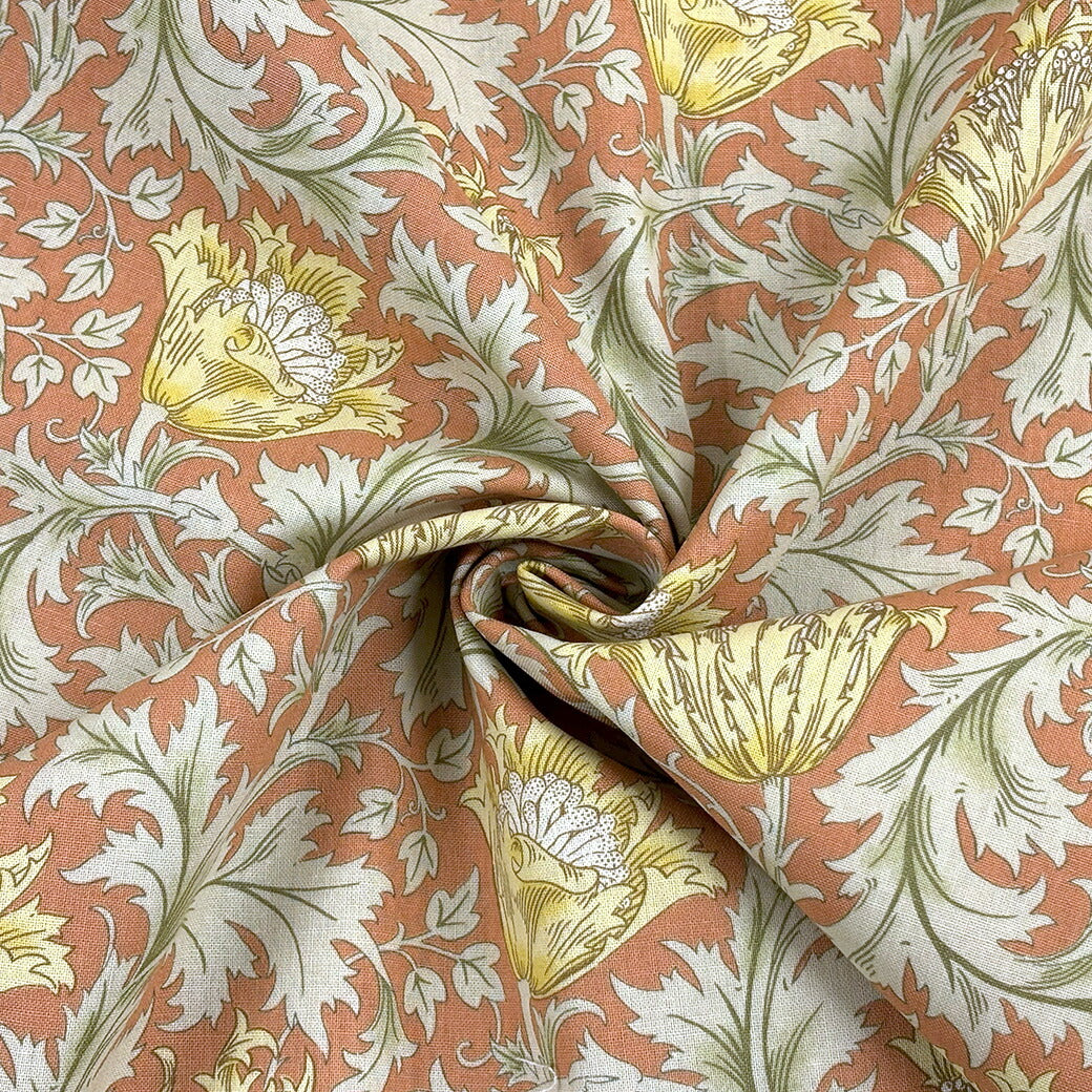 生地 【 V&A Fabric Collection アネモネ アプリコット 】 シーチング 110cm巾 コットン 綿100%