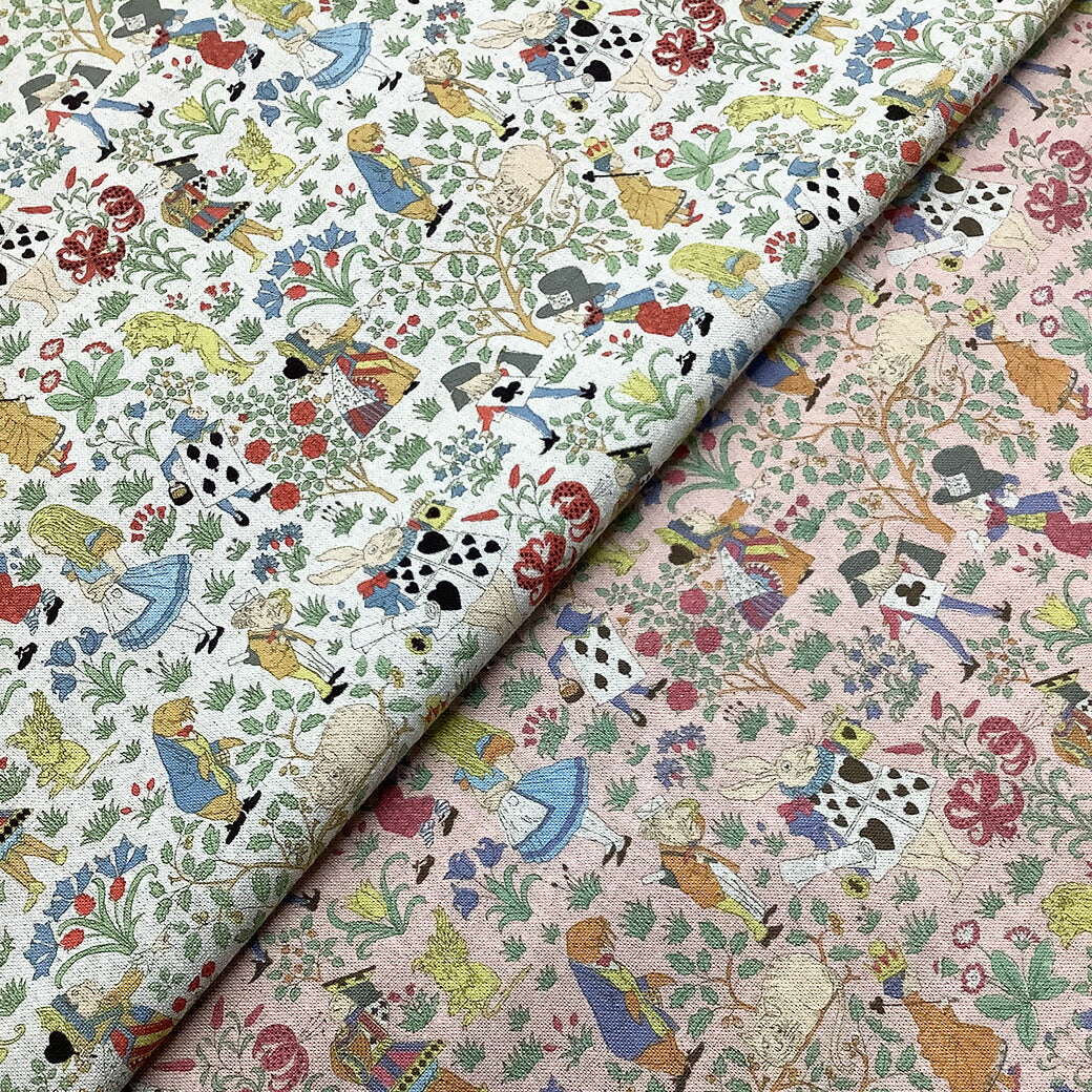 生地 【 V&A Fabric Collection アリスアドベンチャー 】 不思議の国のアリス 綿麻キャンバス 巾110cm 綿80%・麻20%
