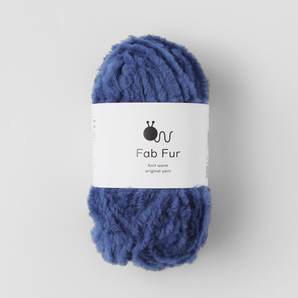 毛糸 【 Knitworm FabFur ファブファー 00007 ブルー 並太 40g