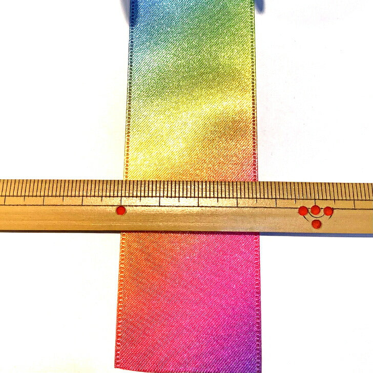 No.3571レインボーサテンリボン36mm #0(1) ハンドメイド 手芸 リボン 虹色 レインボーカラー textile world toa