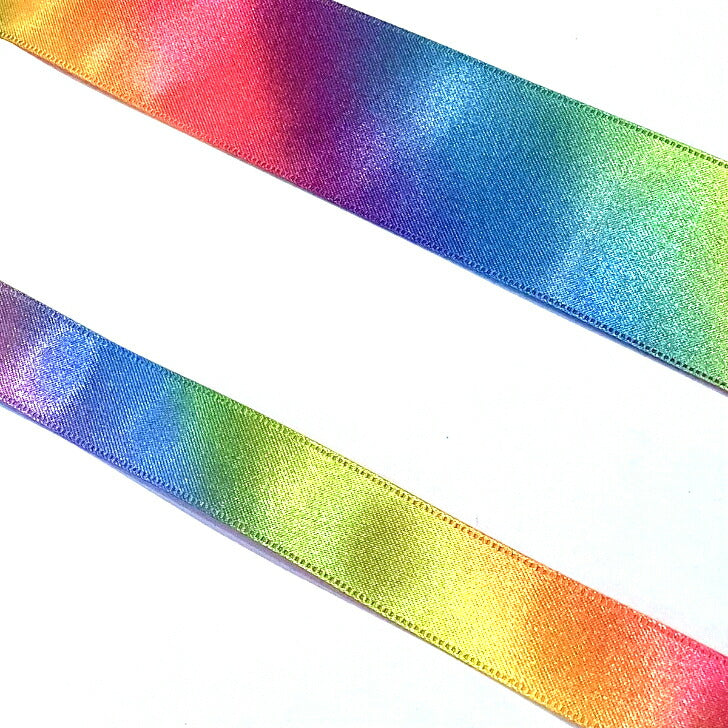 No.3571レインボーサテンリボン18mm #0(1) ハンドメイド 手芸 リボン 虹色 レインボーカラー textile world toa