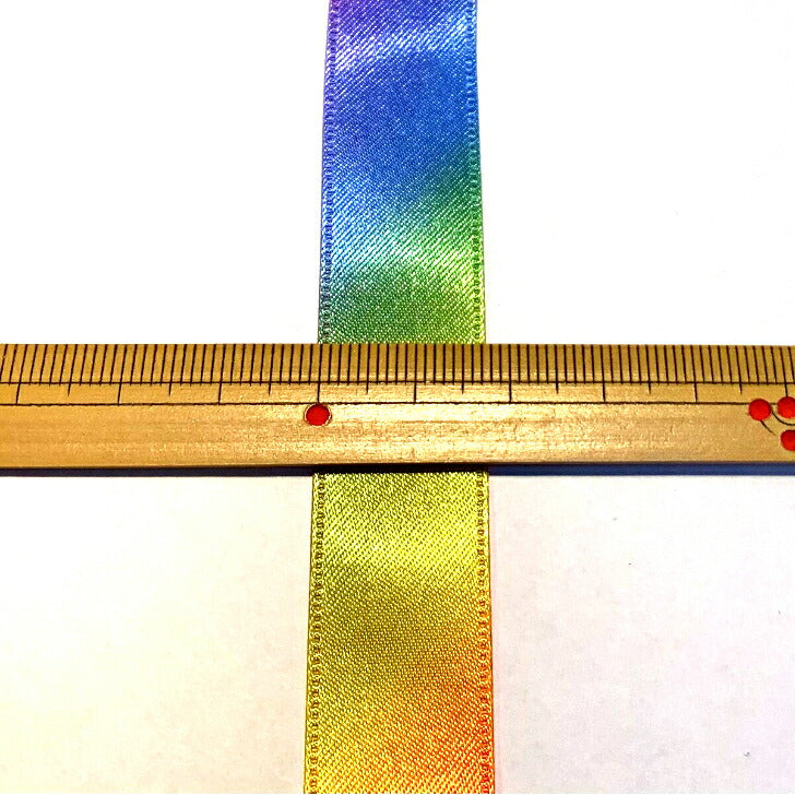 No.3571レインボーサテンリボン18mm #0(1) ハンドメイド 手芸 リボン 虹色 レインボーカラー textile world toa