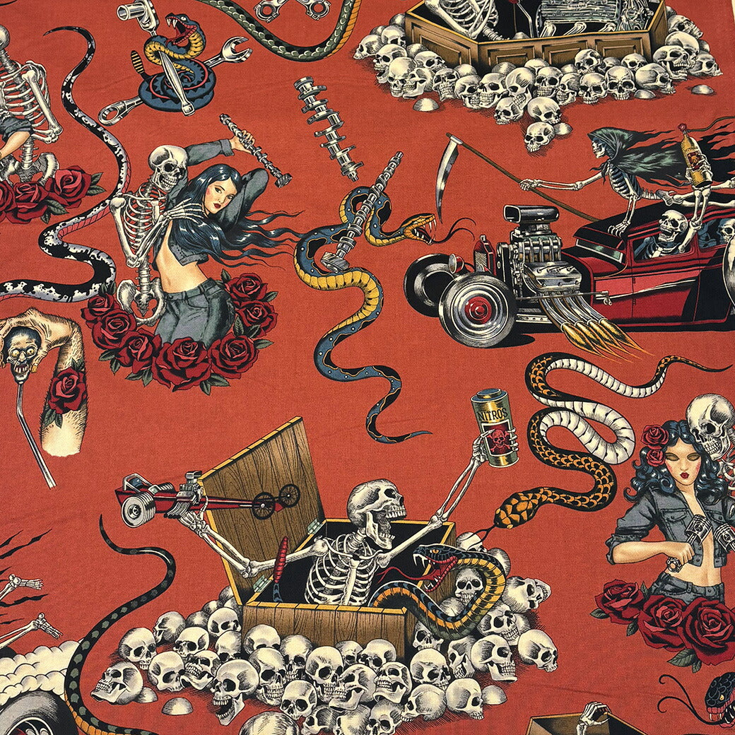 生地 【 Alexander henry Fabrics denim&demons 2色 】 USAコットン アメリカンファブリック 112cm巾 綿100%