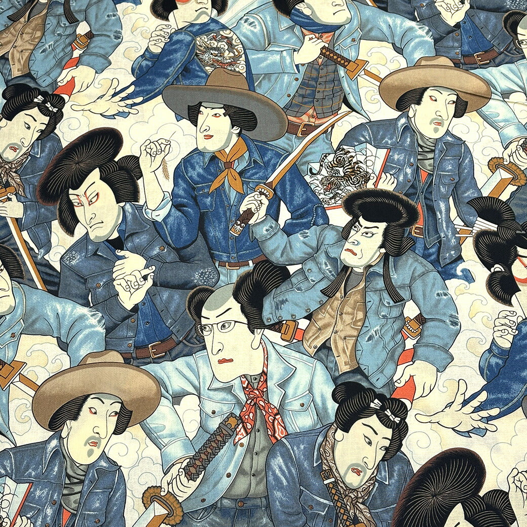 生地 【 Alexander henry Fabrics denim samurai 3色 】 USAコットン アメリカンファブリック 112cm巾 綿100%