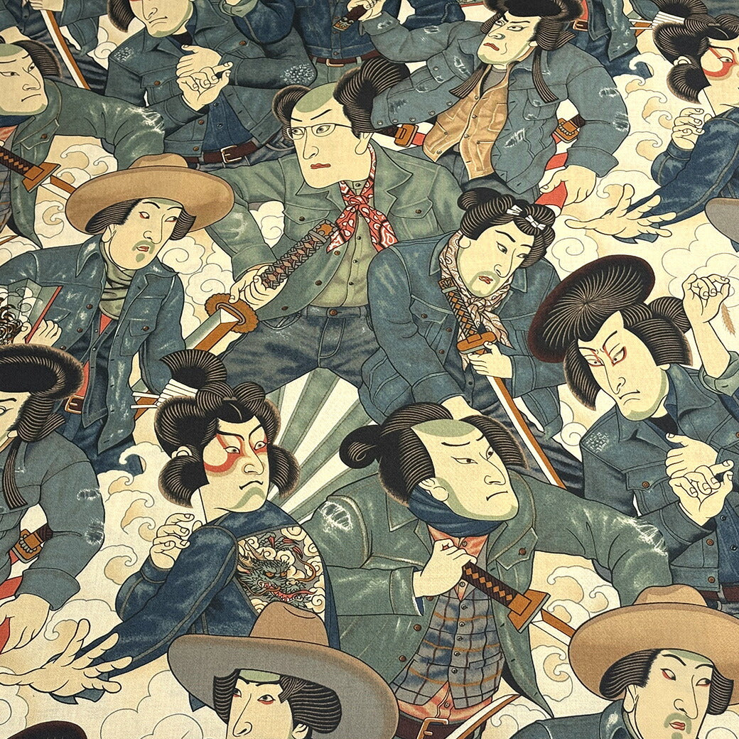 生地 【 Alexander henry Fabrics denim samurai 3色 】 USAコットン アメリカンファブリック 112cm巾 綿100%