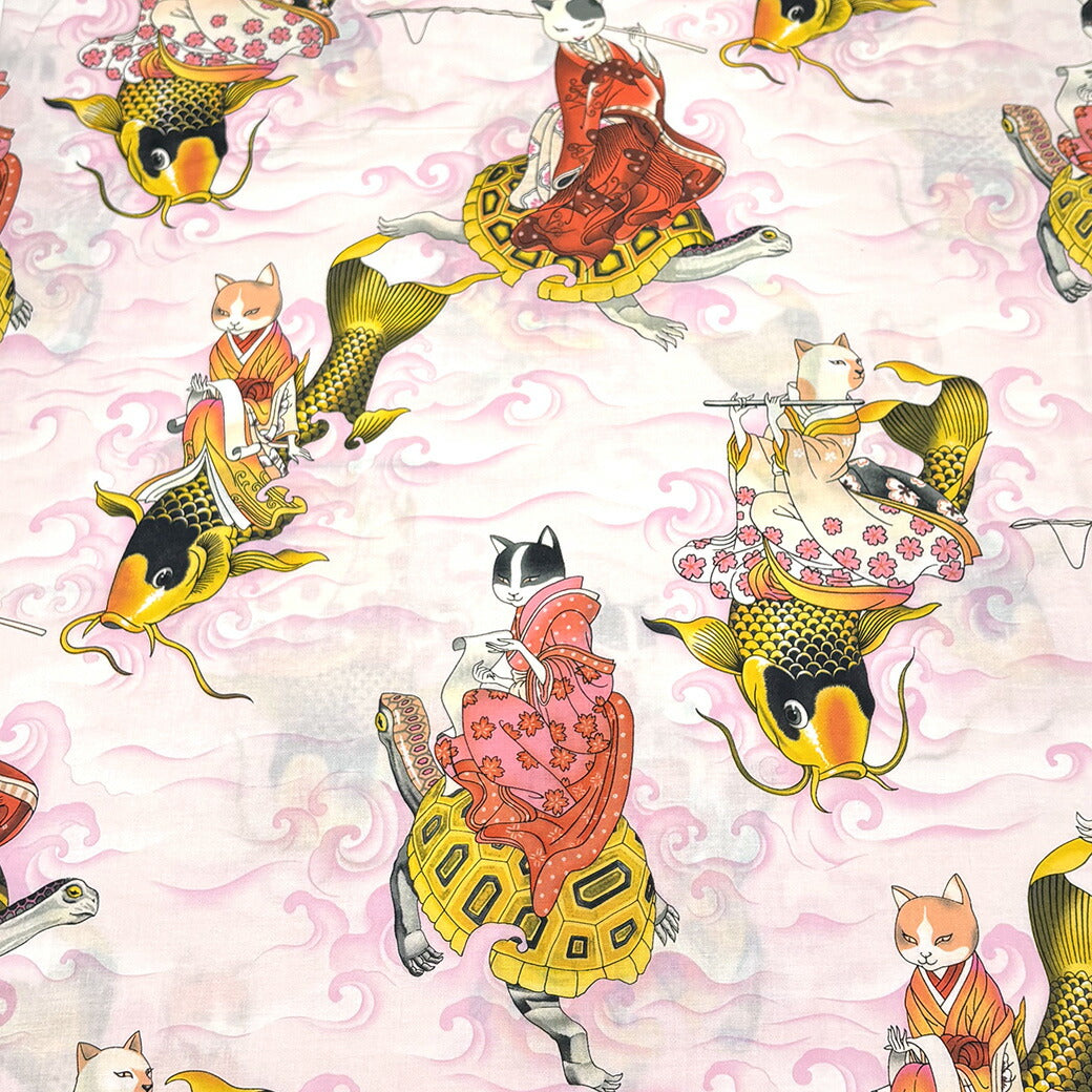 生地 【 Alexander henry Fabrics feline fisherman 2色 】 USAコットン アメリカンファブリック 112cm巾 綿100% コットン