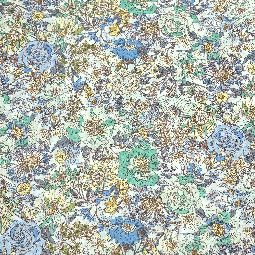 生地 【 60/1ローン flower fabric 4色 】 花柄 花柄生地 ローン生地 60ローン 生地 綿生地 綿 コットン 綿100% クラシックフラワー アンティーク調 植物柄 小花 フラワープリント ハンカチ カバーリング 裏地 巾着袋 エコバック コットンプリント Textile World TOA