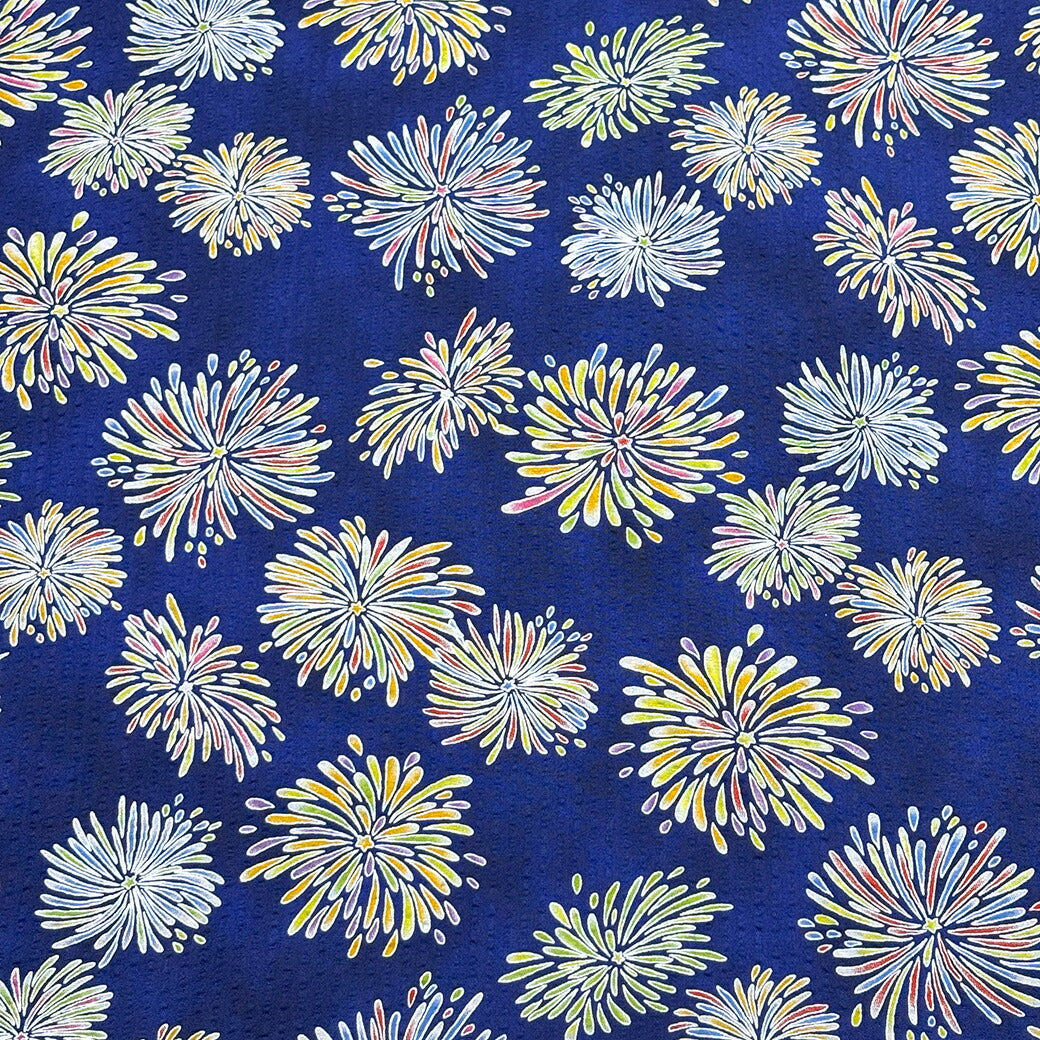 生地 【 リップル 花火 4色 】 リップル生地 浴衣生地 甚平生地 ゆかた 甚平 花火柄 fireworks 夏祭り お祭り まつり 盆踊り 夏 パジャマ ステテコ 綿生地 コットンプリント 綿プリント 夏生地 子ども服 ワンピース お祭り 女の子 男の子 可愛い Textile World TOA