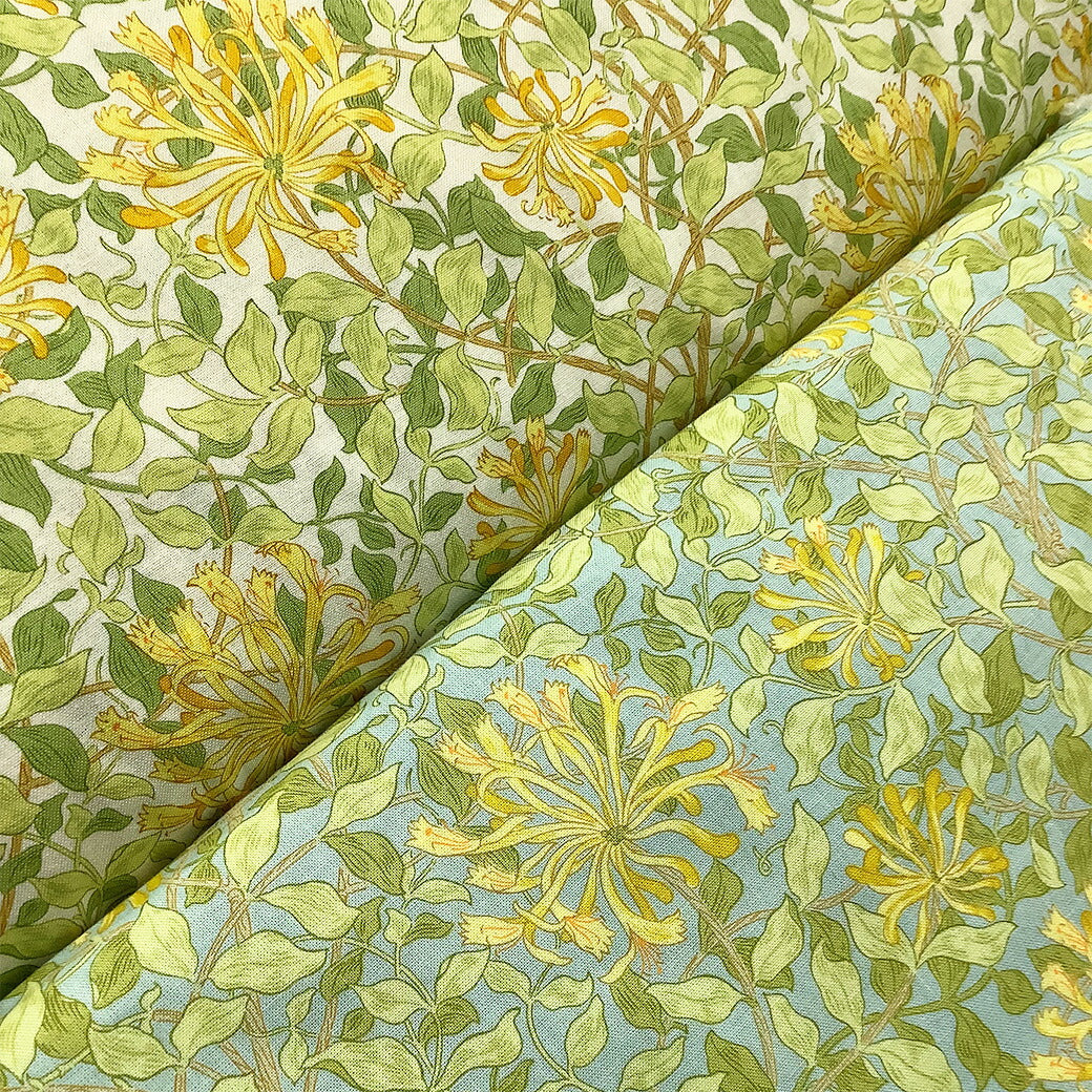 生地 【 V&A Fabric Collection ハニーサックル 】 シーチング 110cm巾 コットン 綿100% 薄手 薄地 Honeysuckle 英国 イギリス ロンドン ヴィクトリア&アルバート博物館 ウィリアム