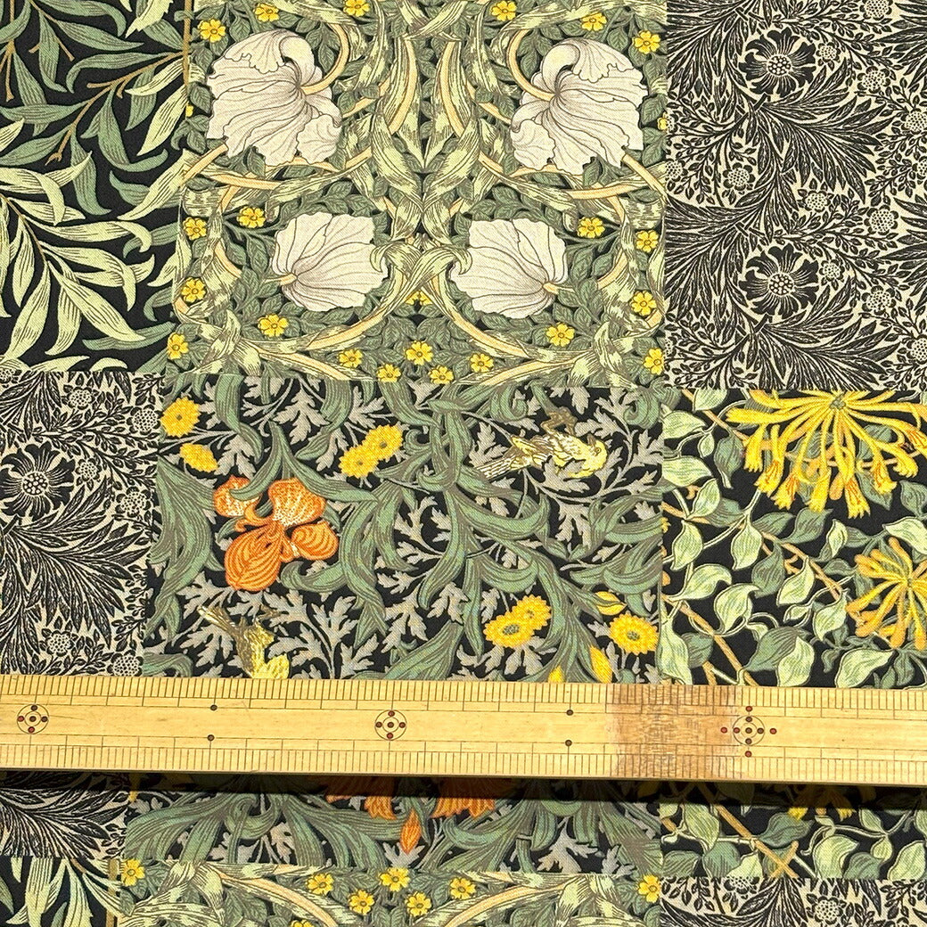 生地 【 V&A Fabric Collection モリス・モザイク 2色 】 シーチング 112cm巾 コットン 綿100% 薄手 薄地 パッチワーク柄 ウィリアムモリス William Morris ヴィクトリア&アルバート博物館 おしゃれ 北欧風 手芸 ワンピース クッションカバー カーテン Textile World TOA