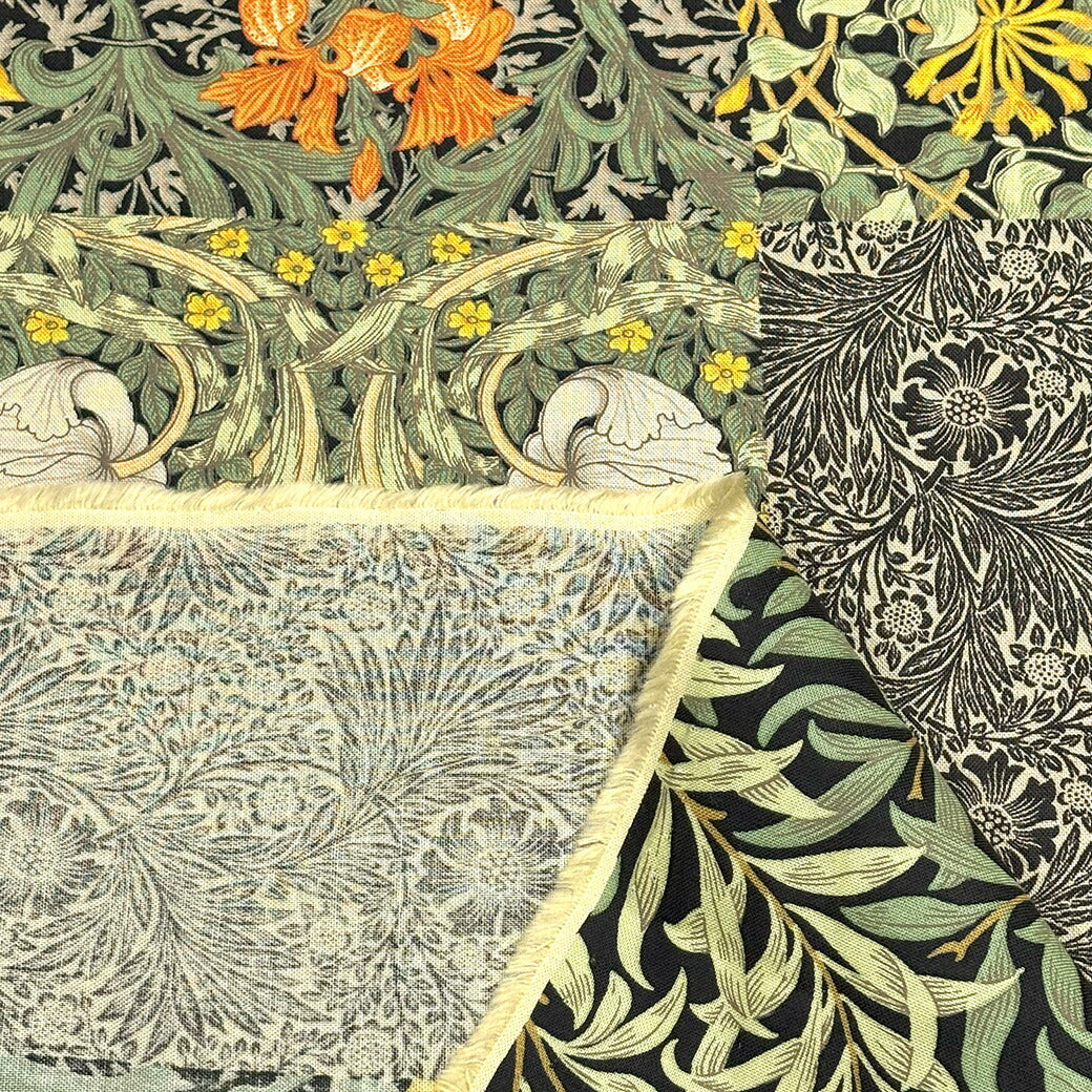 生地 【 V&A Fabric Collection モリス・モザイク 2色 】 シーチング 112cm巾 コットン 綿100% 薄手 薄地 パッチワーク柄 ウィリアムモリス William Morris ヴィクトリア&アルバート博物館 おしゃれ 北欧風 手芸 ワンピース クッションカバー カーテン Textile World TOA