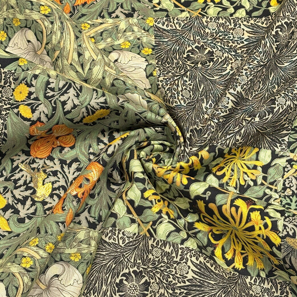 生地 【 V&A Fabric Collection モリス・モザイク 2色 】 シーチング 112cm巾 コットン 綿100% 薄手 薄地 パッチワーク柄 ウィリアムモリス William Morris ヴィクトリア&アルバート博物館 おしゃれ 北欧風 手芸 ワンピース クッションカバー カーテン Textile World TOA