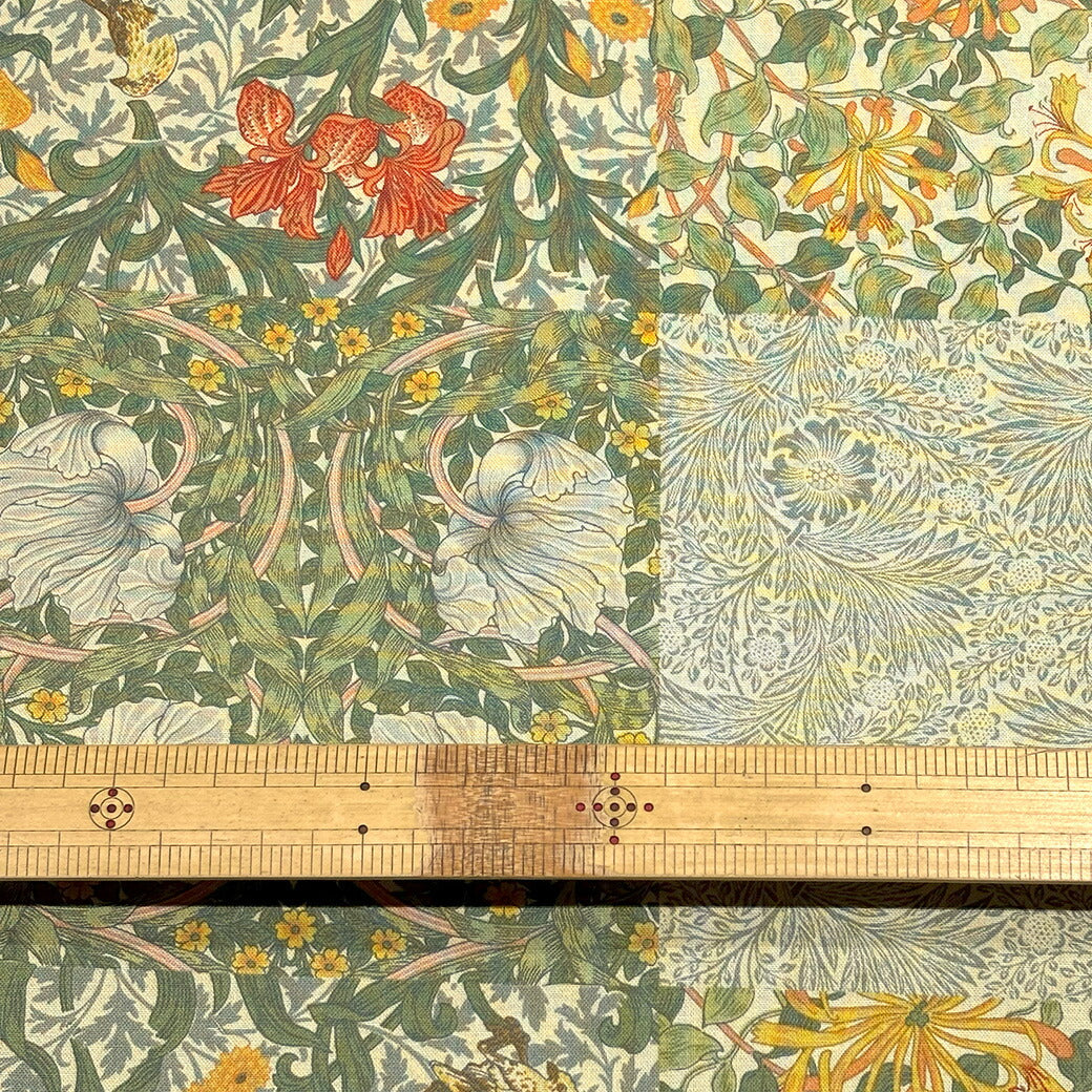 生地 【 V&A Fabric Collection モリス・モザイク 2色 】 シーチング 112cm巾 コットン 綿100% 薄手 薄地 パッチワーク柄 ウィリアムモリス William Morris ヴィクトリア&アルバート博物館 おしゃれ 北欧風 手芸 ワンピース クッションカバー カーテン Textile World TOA