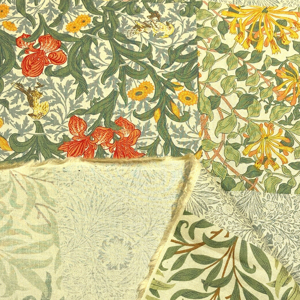 生地 【 V&A Fabric Collection モリス・モザイク 2色 】 シーチング 112cm巾 コットン 綿100% 薄手 薄地 パッチワーク柄 ウィリアムモリス William Morris ヴィクトリア&アルバート博物館 おしゃれ 北欧風 手芸 ワンピース クッションカバー カーテン Textile World TOA