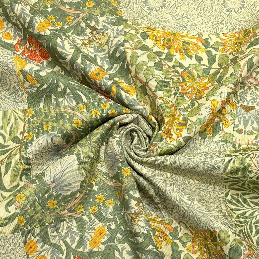 生地 【 V&A Fabric Collection モリス・モザイク 2色 】 シーチング 112cm巾 コットン 綿100% 薄手 薄地 パッチワーク柄 ウィリアムモリス William Morris ヴィクトリア&アルバート博物館 おしゃれ 北欧風 手芸 ワンピース クッションカバー カーテン Textile World TOA