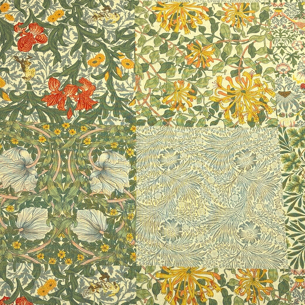生地 【 V&A Fabric Collection モリス・モザイク 2色 】 シーチング 112cm巾 コットン 綿100% 薄手 薄地 パッチワーク柄 ウィリアムモリス William Morris ヴィクトリア&アルバート博物館 おしゃれ 北欧風 手芸 ワンピース クッションカバー カーテン Textile World TOA