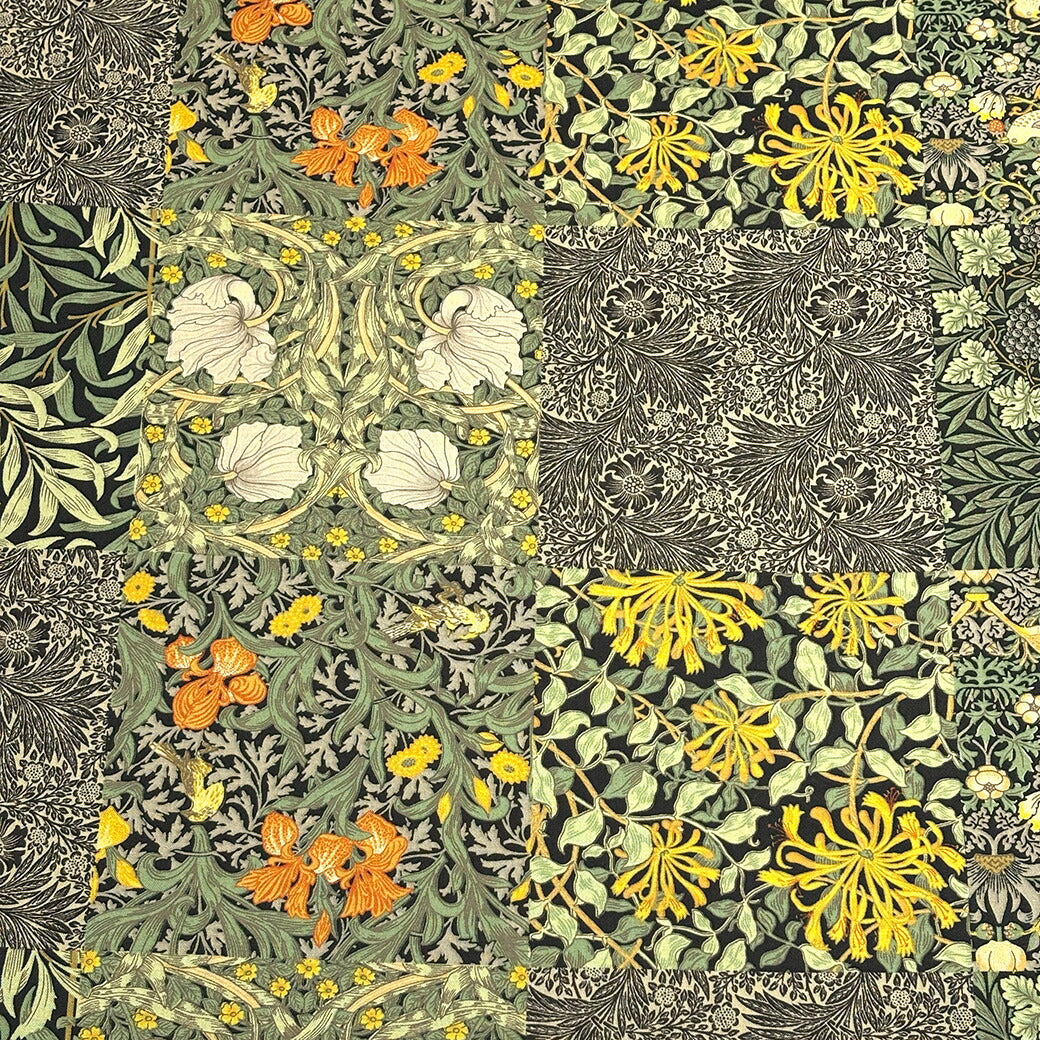生地 【 V&A Fabric Collection モリス・モザイク 2色 】 シーチング 112cm巾 コットン 綿100% 薄手 薄地 パッチワーク柄 ウィリアムモリス William Morris ヴィクトリア&アルバート博物館 おしゃれ 北欧風 手芸 ワンピース クッションカバー カーテン Textile World TOA