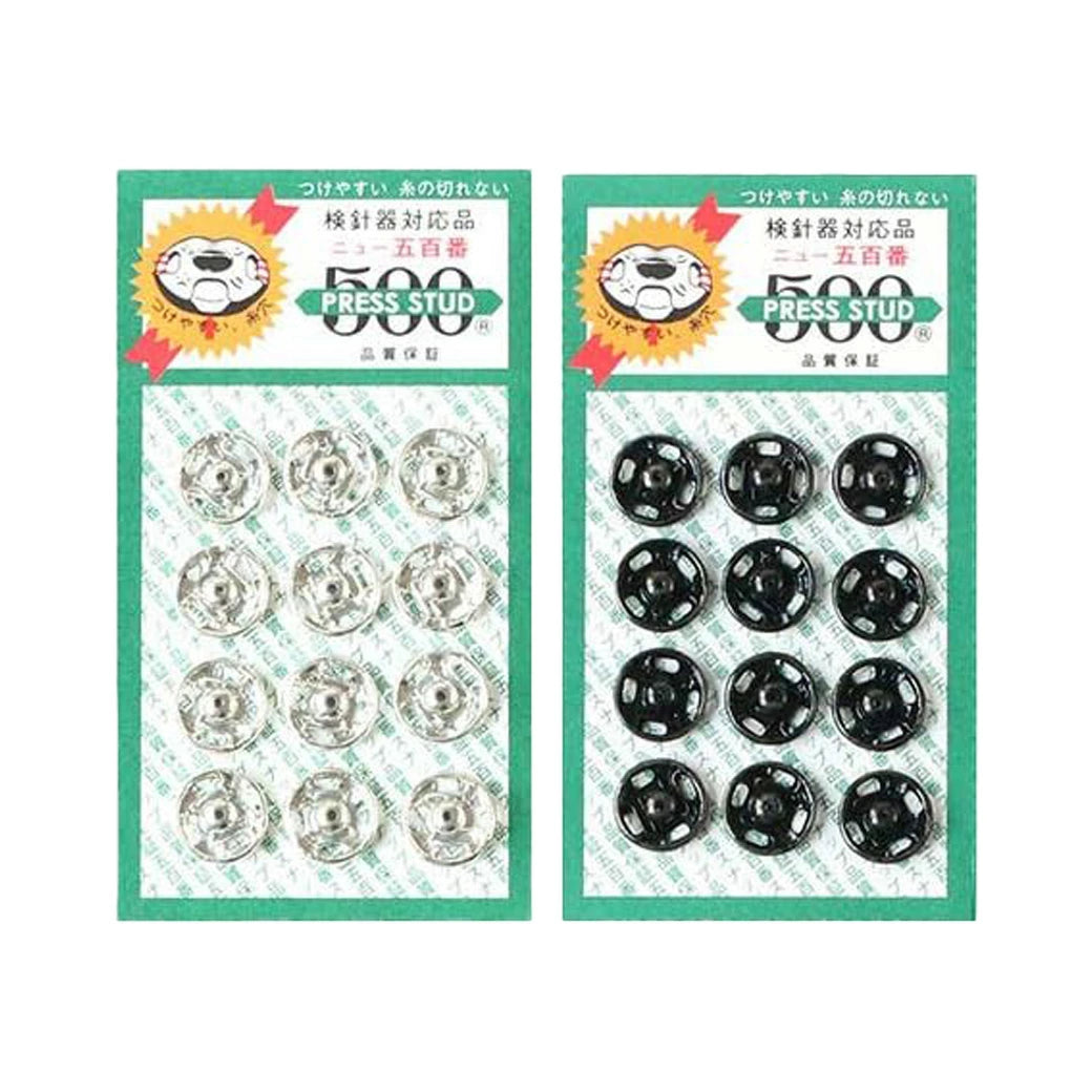 ボタン 【 PRESS STUD500 スナップボタン 10mm 12個入 】 黒 スナップボタン ニッケル 真鍮 金属
