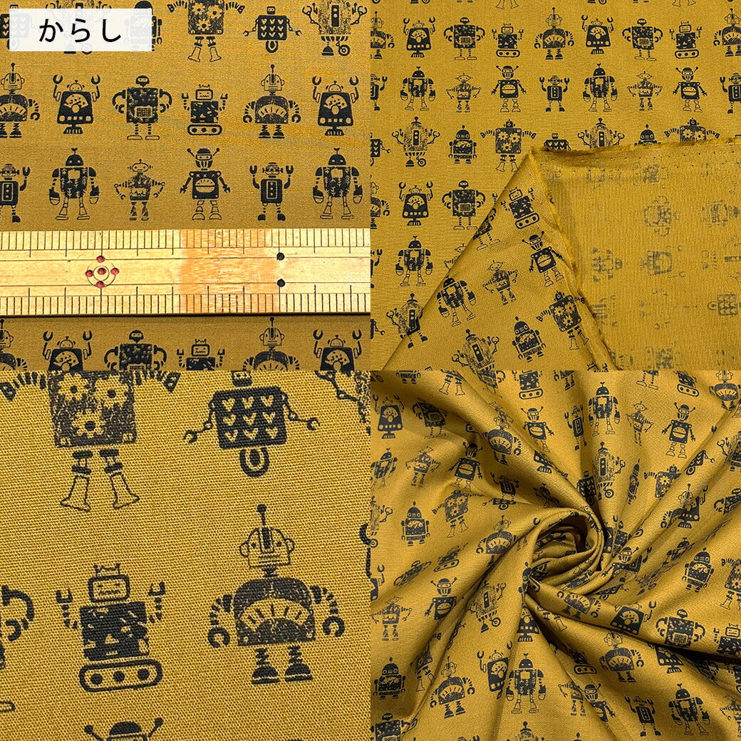 生地 【 ブロード ロボット 3色 】 ブロード生地 110cm巾 綿 コットン100% リトルロボット プリント シャツ ブラウス ワンピース スカート パンツ インテリア クッションカバー 洋服 バッグ 巾着 ランチョンマット Textile World TOA