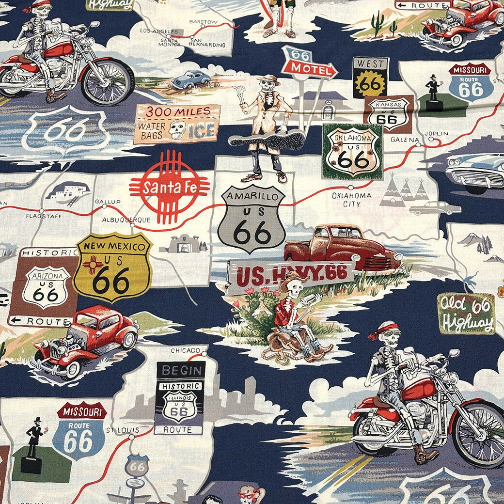 生地 【 Alexander henry Fabrics memories of route 66 2色 】 USAコットン アメリカンファブリック 112cm巾 綿100% コットン
