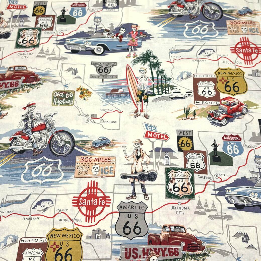 生地 【 Alexander henry Fabrics memories of route 66 2色 】 USAコットン アメリカンファブリック 112cm巾 綿100% コットン