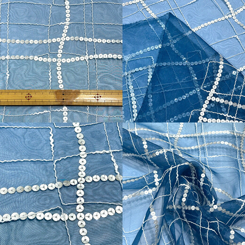 生地 【 刺繍スパンコールモール 2色 】 オーガンジー 生地 スパンコール 刺繍 モール刺繍 シアー ステージ衣装 衣装生地 コスプレ衣装 発表会 ハロウィン クリスマス 卒業制作 インテリア エレガント キラキラ 光沢感 Textile World TOA