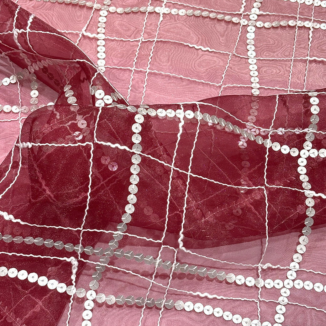 生地 【 刺繍スパンコールモール 2色 】 オーガンジー 生地 スパンコール 刺繍 モール刺繍 シアー ステージ衣装 衣装生地 コスプレ衣装 発表会 ハロウィン クリスマス 卒業制作 インテリア エレガント キラキラ 光沢感 Textile World TOA