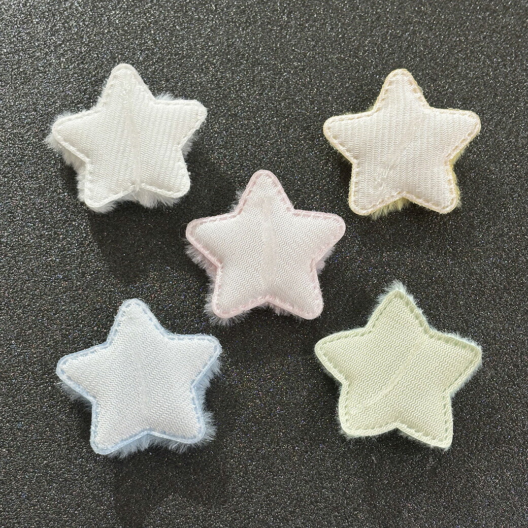 【 デコパーツ ふわふわ 星 5色 】 デコ パーツ 星 スター クッションモチーフ かわいい センターパーツ ふわふわ パーツ 推し活 チャーム デコレーション ブローチ バレッタ キーホルダー 飾り物 装飾 Textile World TOA