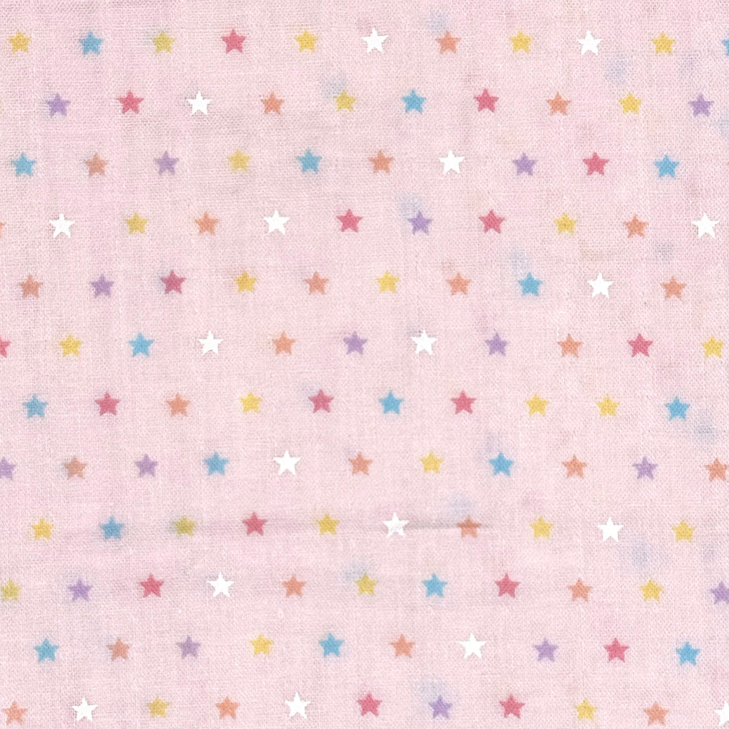 生地【Wガーゼ 星 ピンク×カラフル】ガーゼ生地 ガーゼ ベビー 男の子