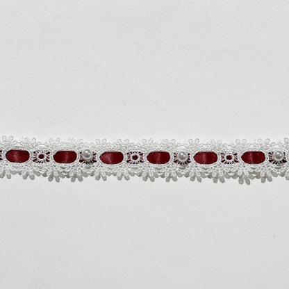 リボン 【 パールレースリボン 22mm 5色 】 レースリボン パール付きリボン 手芸用レース 手芸リボン ハンドメイド