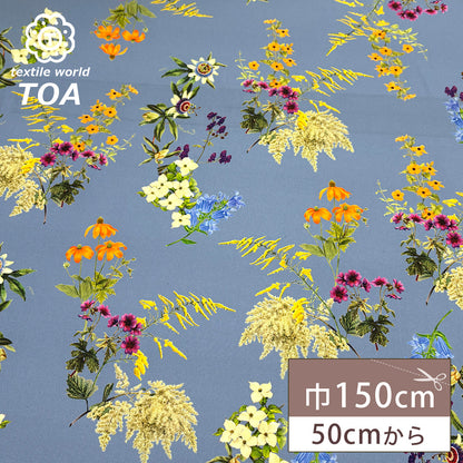 花柄ポリエステルプリント生地