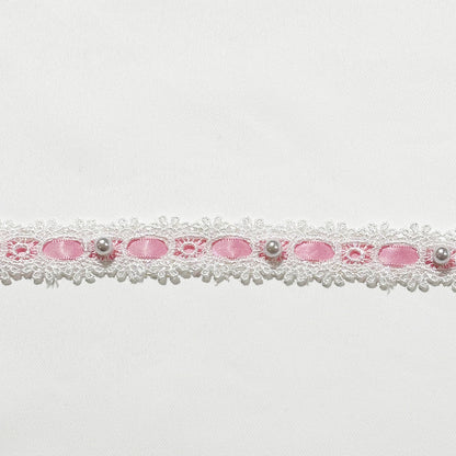 リボン 【 パールレースリボン 22mm 5色 】 レースリボン パール付きリボン 手芸用レース 手芸リボン ハンドメイド